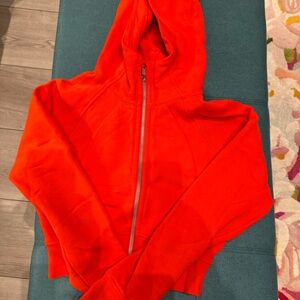 Bright orange cropped Lululemon scuba hoodie size 4